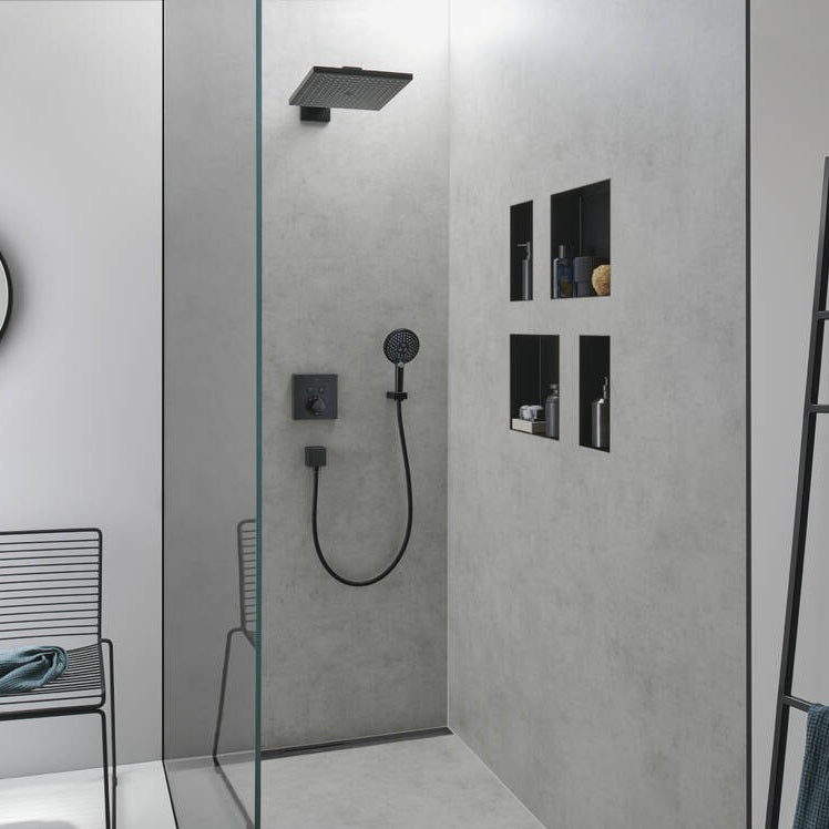 Hansgrohe Ecostat Square matt black душ-система за вграждане с термостат, черен мат - онлайн магазин KERANOVA