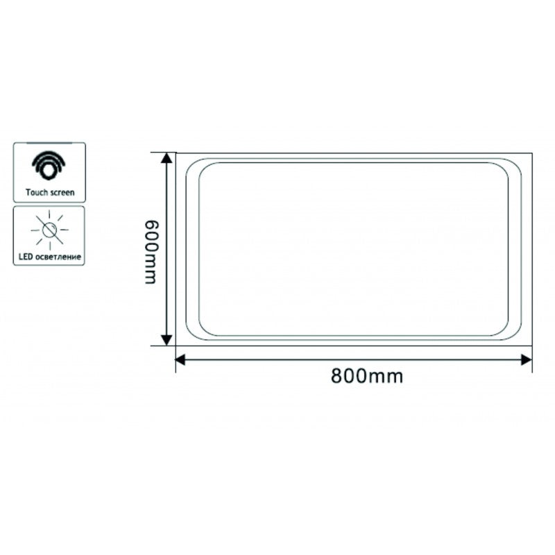 Огледало с осветление 1594 80х60 см. – баня LED 6500K, Touch screen, хоризонтален монтаж, онлайн магазин KERANOVA