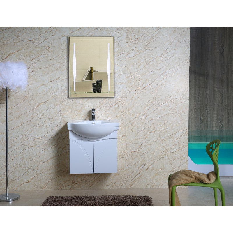 Огледало с осветление 1595 50х70 см. - баня с вградено LED осветление, touch контрол, стъклена полица, KERANOVA онлайн магазин