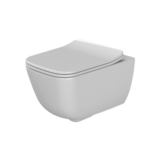 Конзолна тоалетна Aqua Rimless - опция биде, окачена бяла тоалетна с капак, римлес дизайн за онлайн магазин KERANOVA
