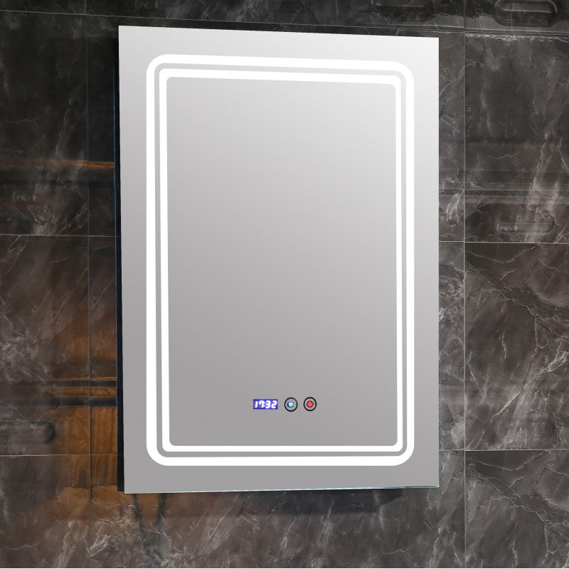 Alt Tag: Огледало с осветление 1791 50х70 см. - баня с LED 6500K, touch дисплей, часовник, температурен индикатор, антифог, KERANOVA онлайн магазин