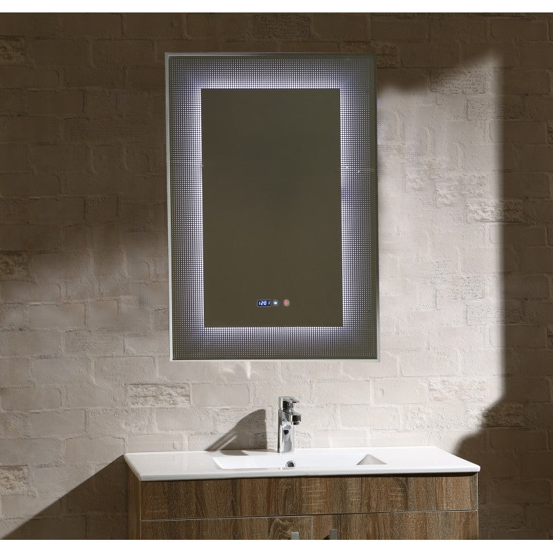 Огледало с осветление 1793 60х90 см. - баня с LED 6500K, touch, часовник, индикатор температура, антифог, KERANOVA онлайн магазин