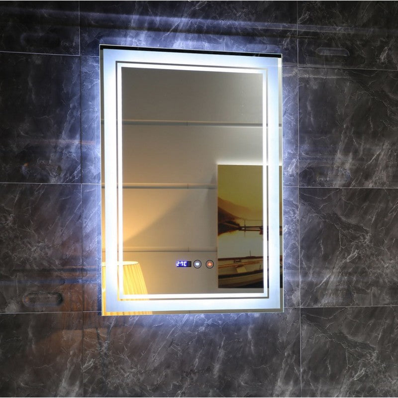Огледало с осветление 1794 50х70 см. – баня LED 6500K, touch screen, часовник, индикатор температура, антифог, онлайн магазин KERANOVA
