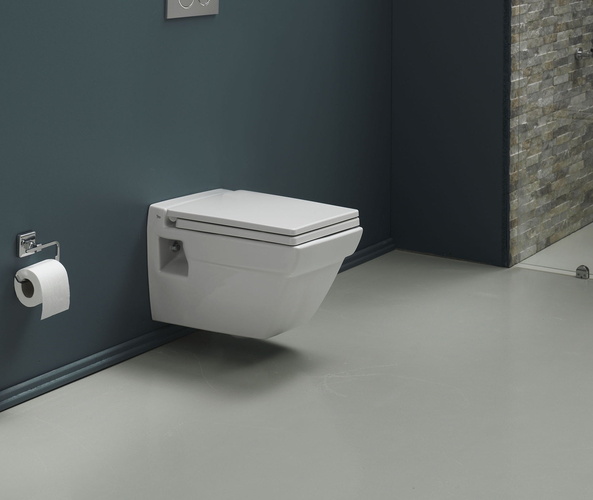 Конзолна тоалетна Mona - опция биде, окачена правоъгълна тоалетна с капак Hera 18000-W за онлайн магазин KERANOVA