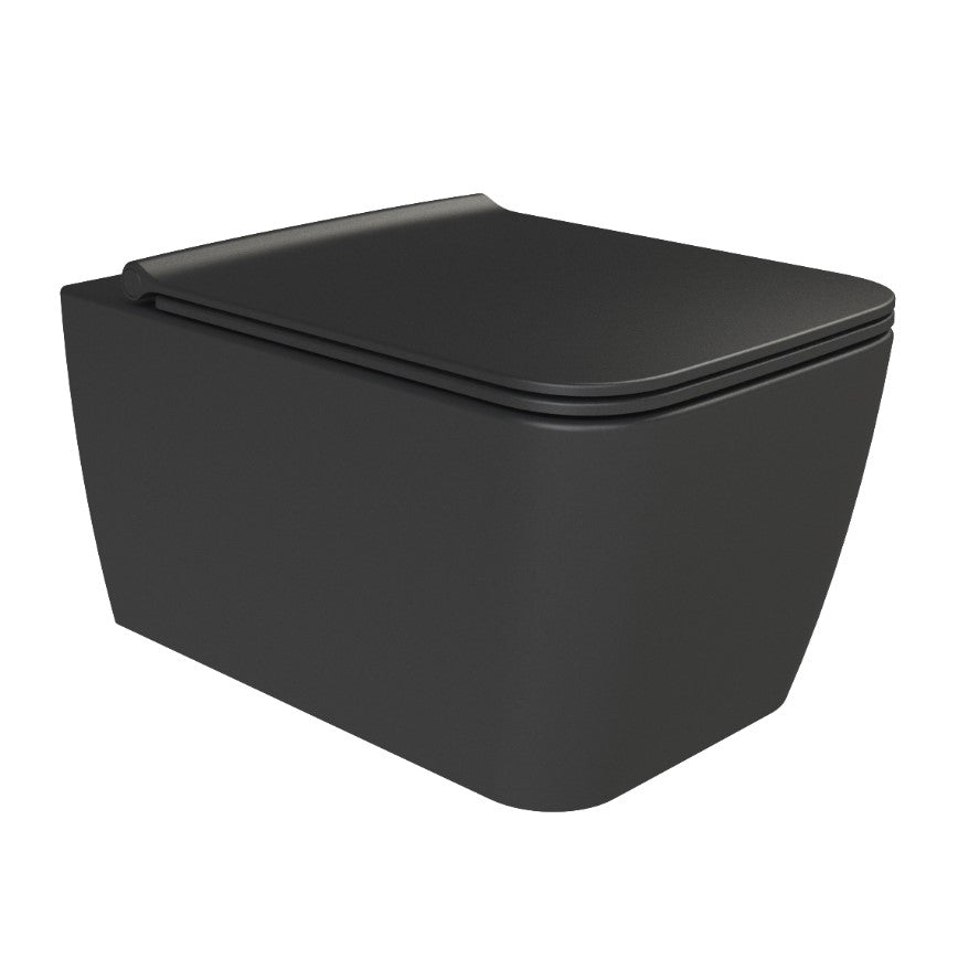 Конзолна тоалетна Hera Rimless Black Matte - опция биде черна матова окачена тоалетна без ръб за онлайн магазин за обзавеждане за бани KERANOVA