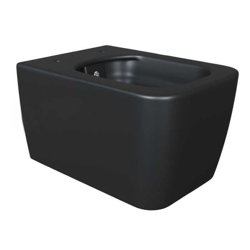 Alt Tag: Конзолна тоалетна Hera Rimless Black Matte - опция биде окачена тоалетна черен мат, Rimless, скрито присъединяване, KERANOVA онлайн магазин