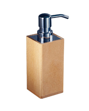 1911 стоящ диспенсър за сапун от дърво и хром, онлайн магазин за обзавеждане за бани KERANOVA