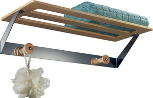 1935 рафт със закачалки за кърпи от неръждаема стомана и дърво за баня, онлайн магазин за обзавеждане за бани KERANOVA