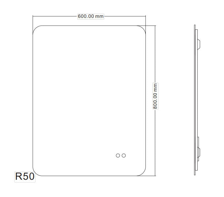 Огледало с осветление Fico 60х80 см. – баня огледало 60x80 см с LED 6500K, IP44, нагревател, бутон, KERANOVA онлайн магазин