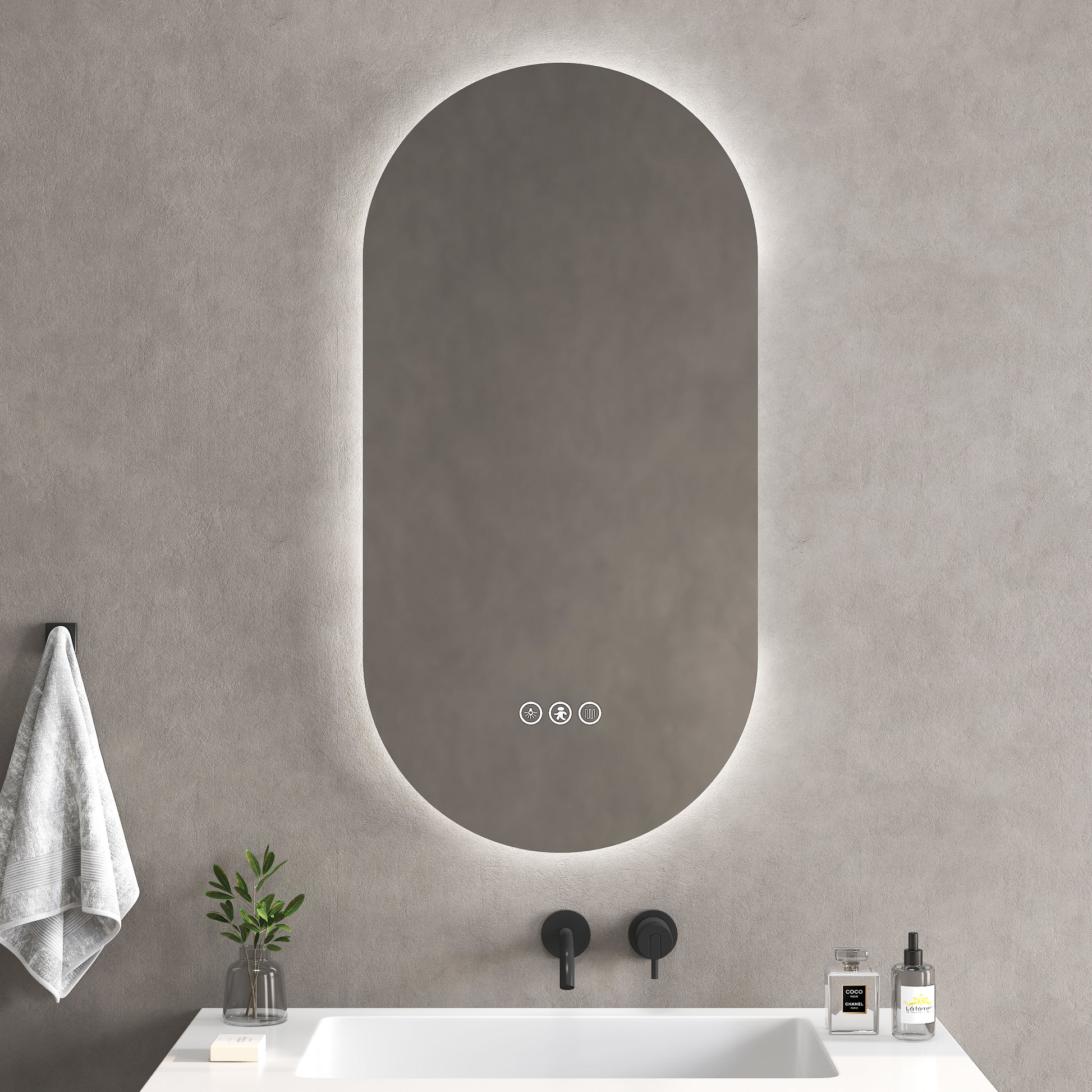 Огледало с осветление Bruno 50х100 см. - LED огледало за баня с нагревател против запотяване, IP44, 6500K, онлайн магазин KERANOVA