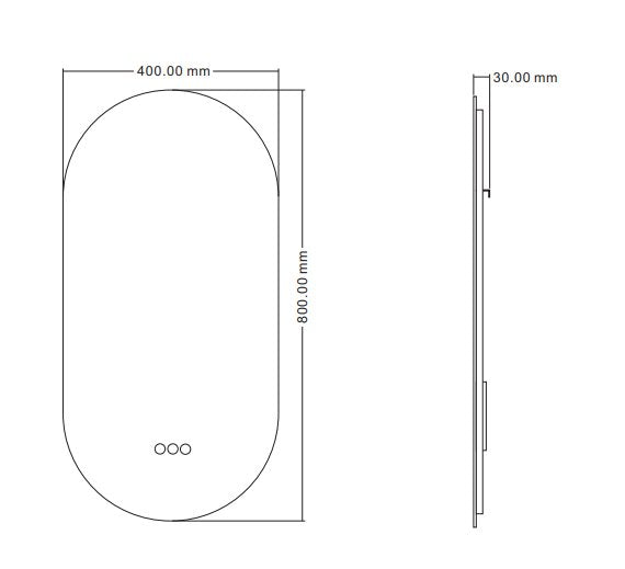 Огледало с осветление Bruno 40х80 см. – LED баня 40x80 см, IP44, бутон, нагревател против запотяване, KERANOVA онлайн магазин