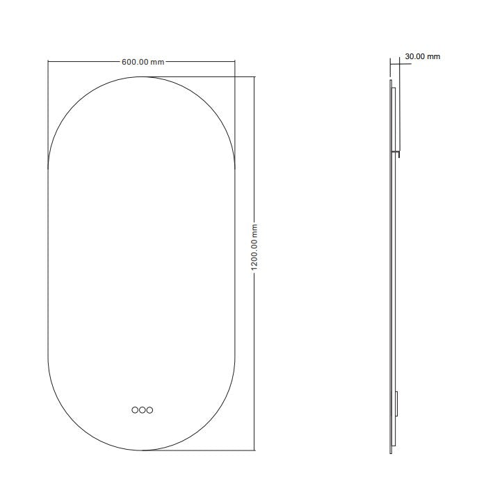 Огледало с осветление Bruno 60х120 см. – овално LED огледало за баня 60x120 см, IP44, нагревател против запотяване, бутон, KERANOVA онлайн магазин