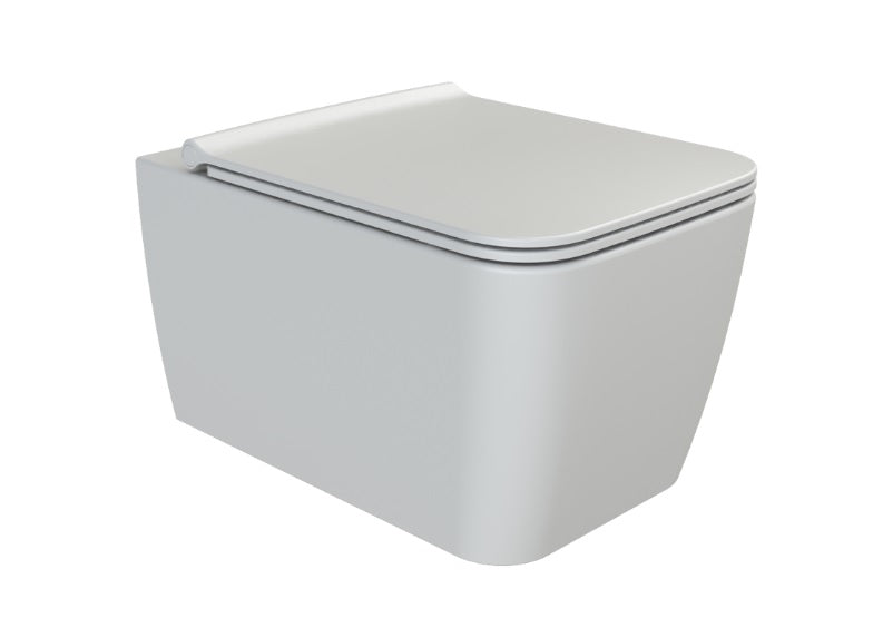 Alt Tag: Конзолна тоалетна Hera Rimless - опция биде, окачена бяла тоалетна с капак, римлес дизайн, онлайн магазин KERANOVA