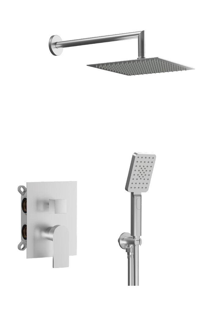 Вградена душ система Alpha Satin Nickel - Aquagrif, сатиниран никел, душ пита и ръчен душ, онлайн магазин KERANOVA