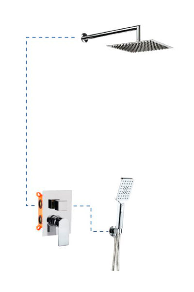 Вградена душ система Alpha - Aquagrif вградено тяло с душ пита 25x25 см и ръчен душ | онлайн магазин за обзавеждане за бани KERANOVA