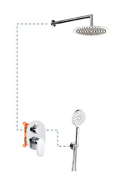 Вградена душ система Beta - Aquagrif с метална душ пита Ø25 см, ръчен душ и EasyBox за вграждане – онлайн магазин KERANOVA