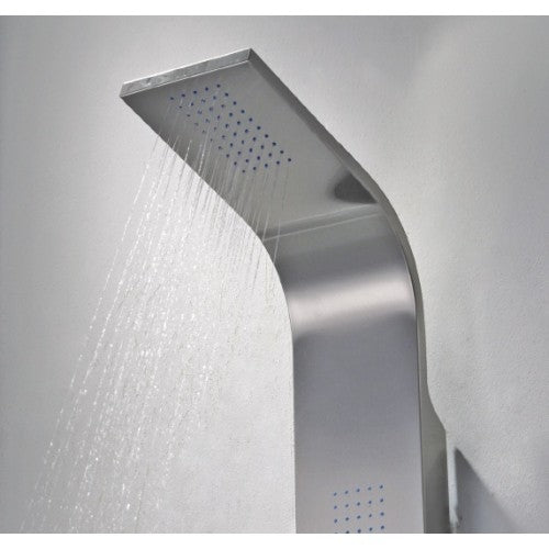 Хидромасажен душ панел 9901 от неръждаема стомана AISI 304, височина 165 см, алуминиев дизайн с дъждовен ефект - KERANOVA онлайн магазин
