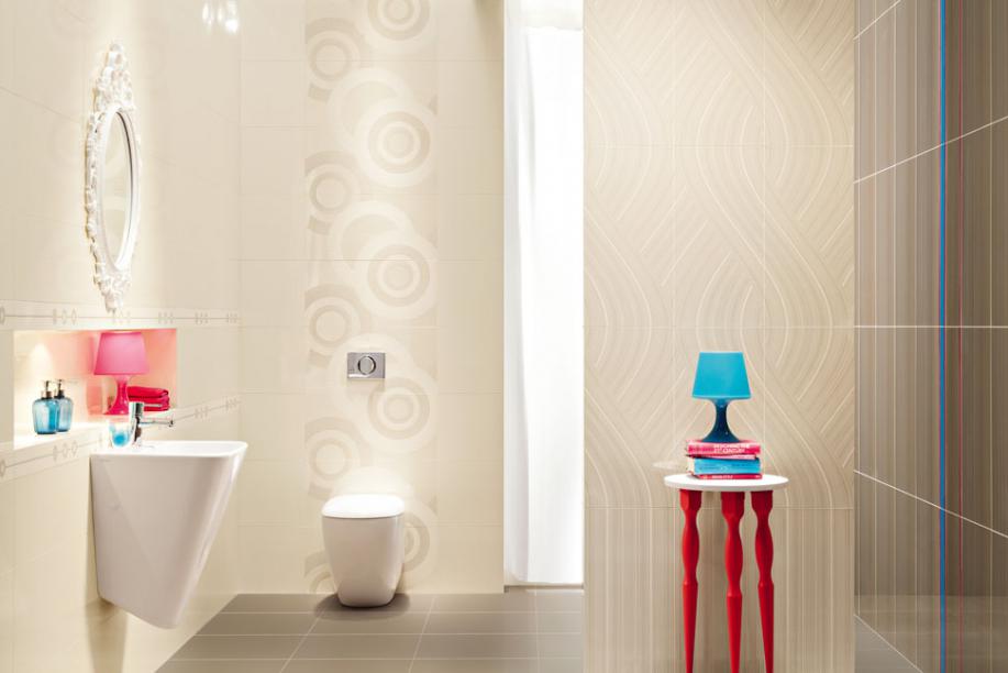 Баня Helium 29.8x59.8 - елегантни кремави плочки за баня в модерен минималистичен интериор, онлайн магазин за обзавеждане за бани KERANOVA