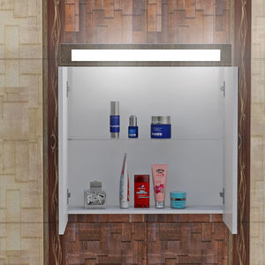 veloche горен 60 см. бял шкаф за баня с огледало и освещение, рафт с козметика — онлайн магазин за обзавеждане за бани KERANOVA