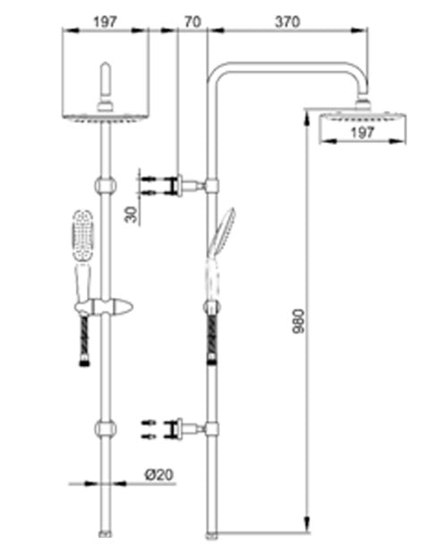 Душ комплект Quadrille - душ колона с чучур, фиксирана височина, турски произход, 5 години гаранция - KERANOVA онлайн магазин