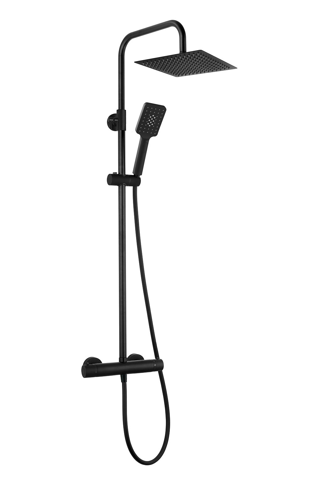 Термостатична душ колона Nite SQ Matt Black - Aquagrif от Matt black, термостат, метална пита 25x25 см, за баня KERANOVA