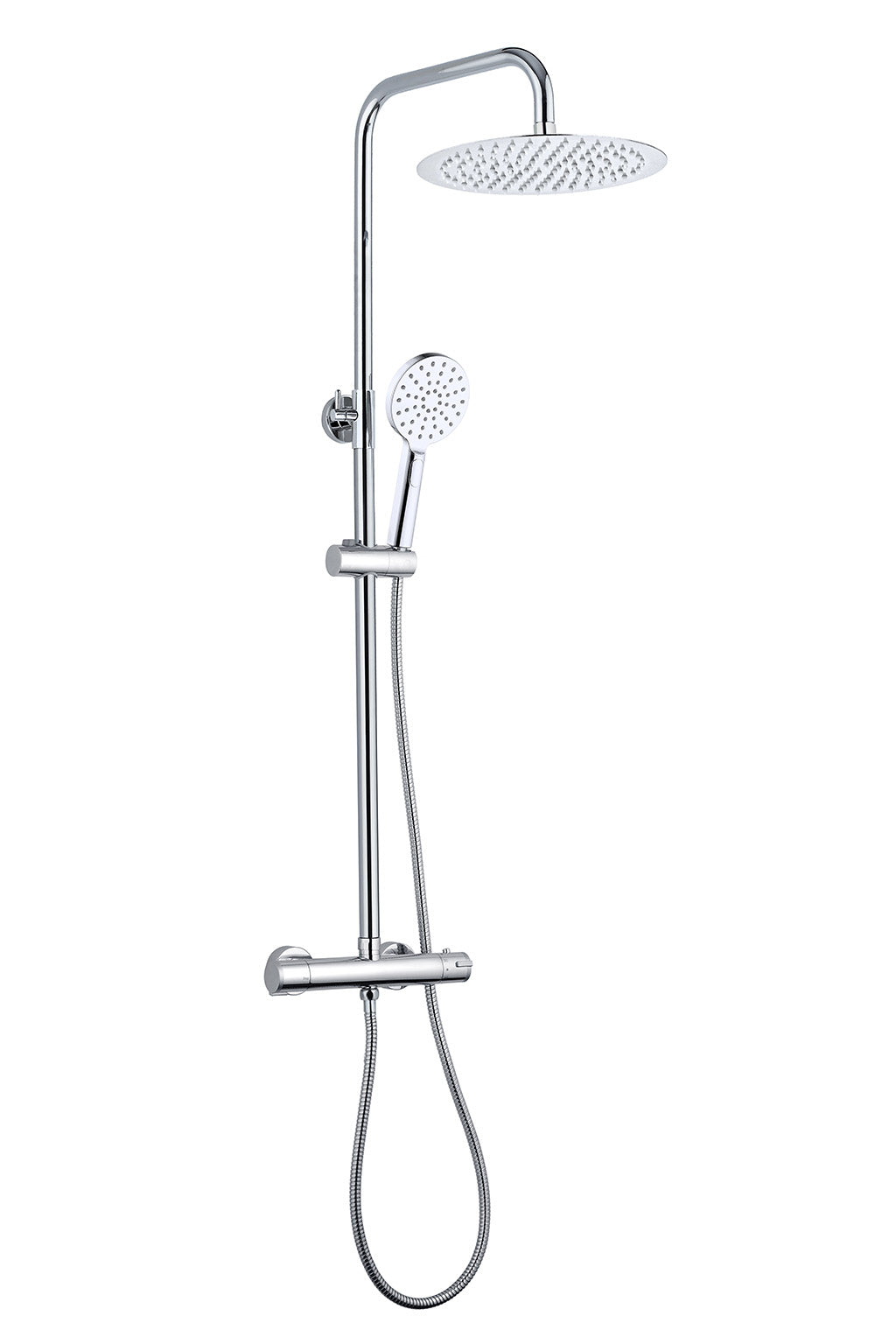 Термостатична душ колона Nite - Aquagrif, телескопична 95-150 см, термостатичен смесител, душ пита 25 см - онлайн магазин KERANOVA