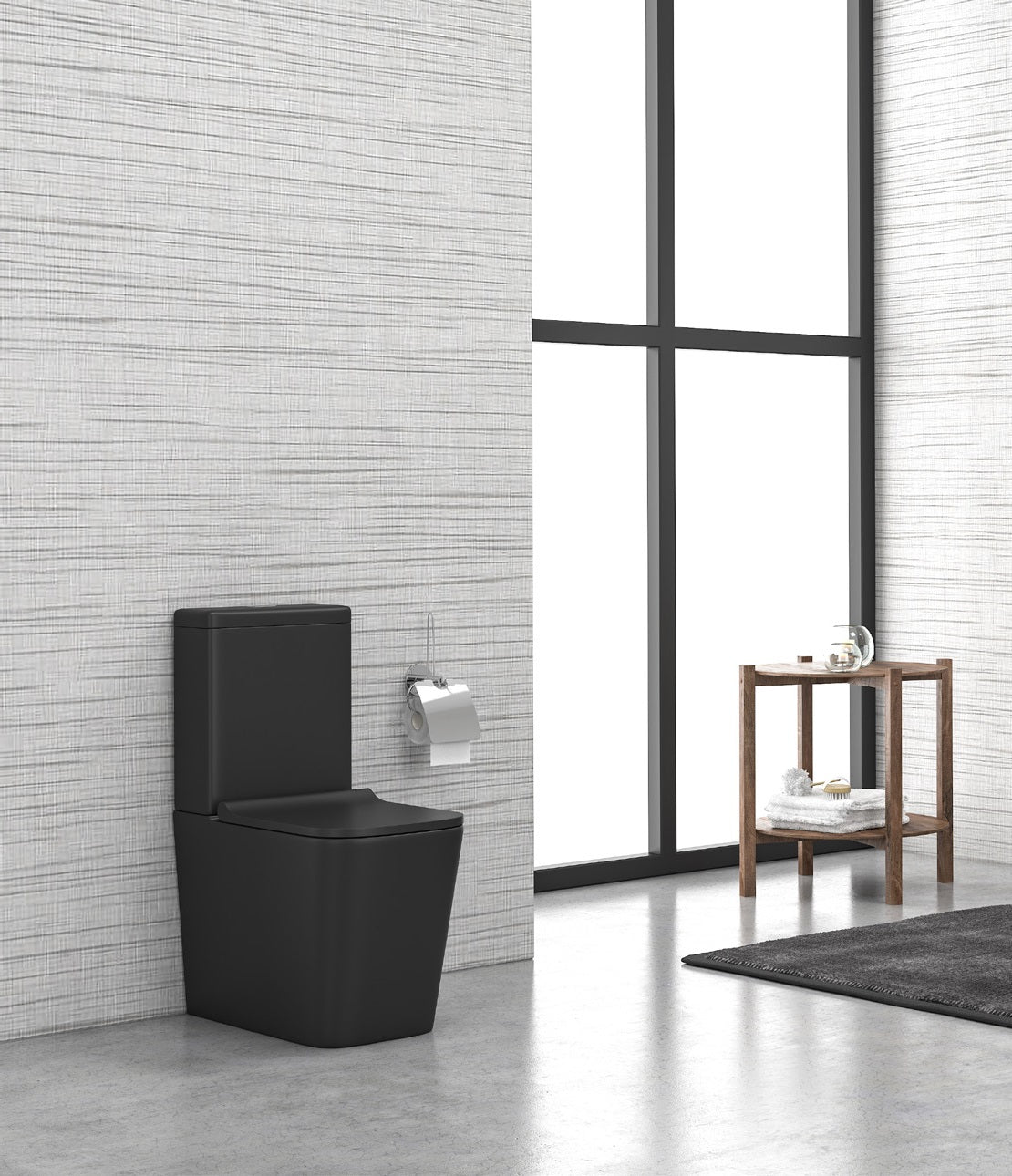 Моноблок IOS Rimless - черен мат тоалетна чиния моноблок с ултра тънка седалка и Rimless технология, онлайн магазин KERANOVA