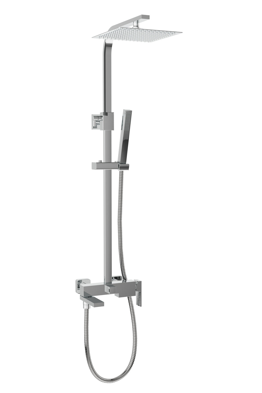 Душ колона с чучур BEL - Aquagrif, телескопична 78-143 см, месингов смесител и метална душ пита 25x25 см, онлайн магазин KERANOVA