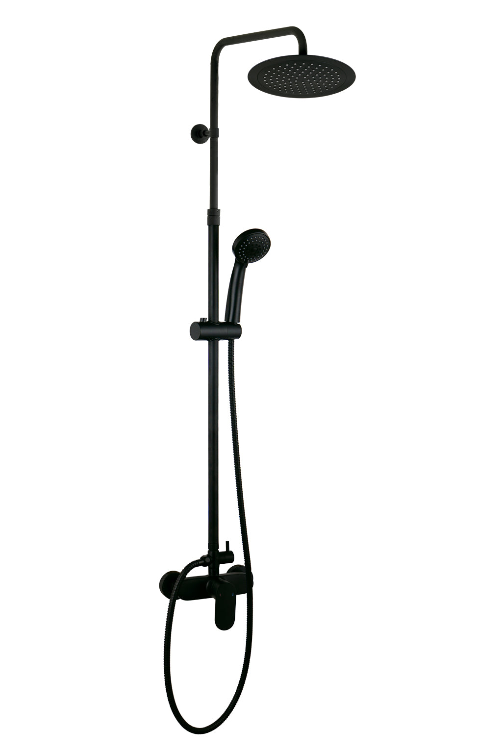 Душ колона NHIL Matt Black - Aquagrif черен матов дизайн с телескопична тръба, ABS пита Ø24 см и ръчен душ за онлайн магазин KERANOVA