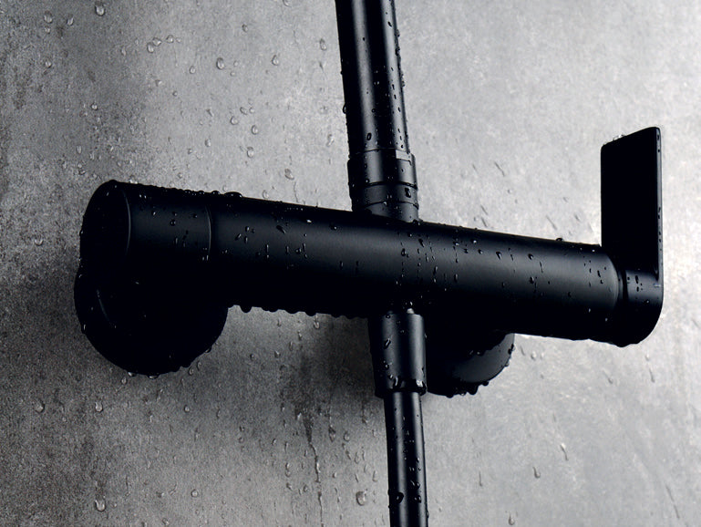 Душ колона Alpha Matt Black - Aquagrif матов черен месингов смесител с превключвател, телескопична 95-150 см, онлайн магазин за обзавеждане KERANOVA