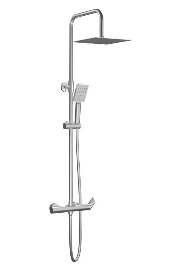 Душ колона Nite Satin Nickel - Aquagrif, метална пита 25x25 см, ръчен душ и месингов смесител, онлайн магазин за обзавеждане за бани KERANOVA