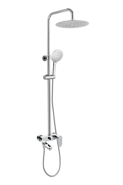 Душ колона с чучур Wind Blu - Aquagrif телескопична 95-150 см, месингов смесител, метална пита Ф25 см за баня KERANOVA