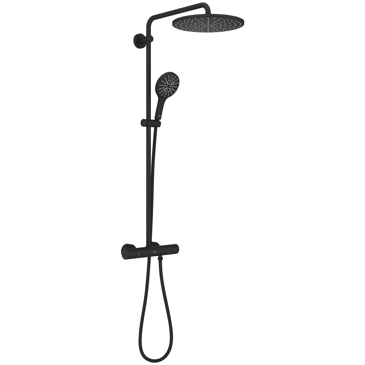 Alt Tag: Душ система Grohe Rainshower 310 Phantom Black - матово черна душ система с термостат и ръчен душ от KERANOVA