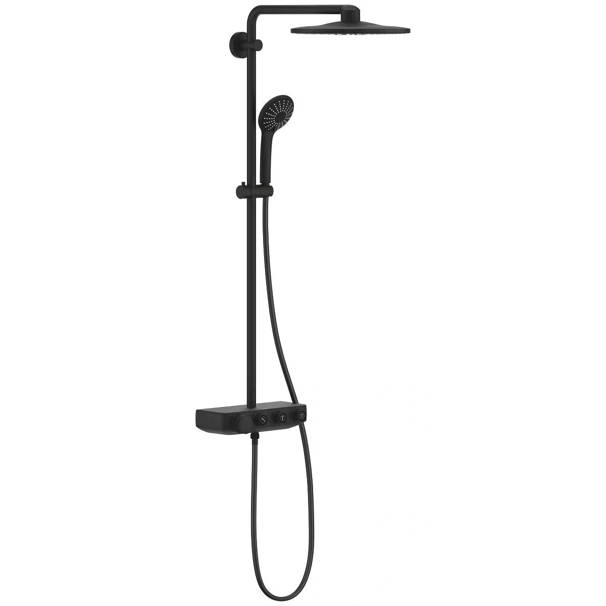 Душ система Grohe Euphoria SmartControl 310 Phantom Black с 310 мм душ пита, ръчен душ и термостатен смесител за баня - KERANOVA