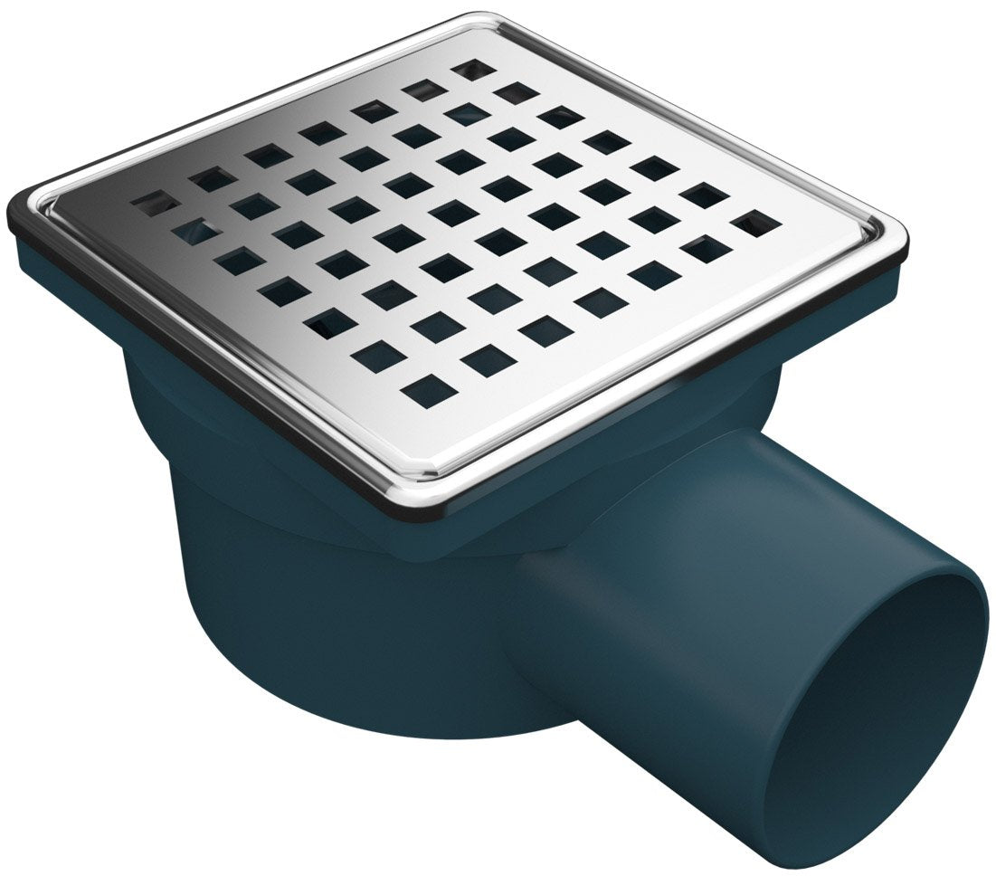 Сифон с клапа 10х10 см. подов, страничен изход Ø50, неръждаема решетка 100x100 мм за баня - KERANOVA онлайн магазин