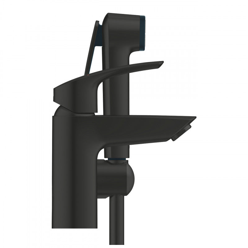 Смесител с хигиенен душ Grohe Eurosmart Matt Black за баня, матово черно покритие, метална ръкохватка, водоспестяващ - KERANOVA