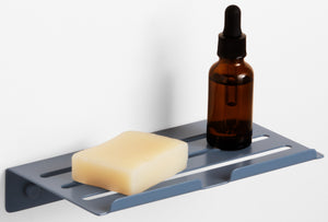 2326AB Рафт за душ 20х11 см. от KERANOVA - метален сив рафт за душ с ароматно сапунче и бурканче