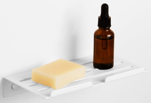 2326MW Рафт за душ 20х11 см. бял метален рафт за душ с сапун и стъклена бутилка | онлайн магазин за обзавеждане за бани KERANOVA