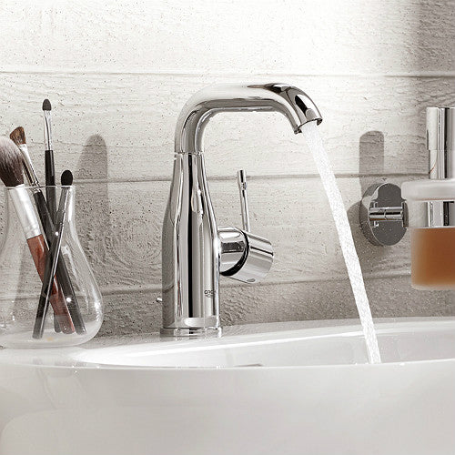Смесител за мивка Essence M-size хром, едноръкохватков GROHE Essence, въртящ се чучур, EcoJoy, монтаж за умивалник - KERANOVA