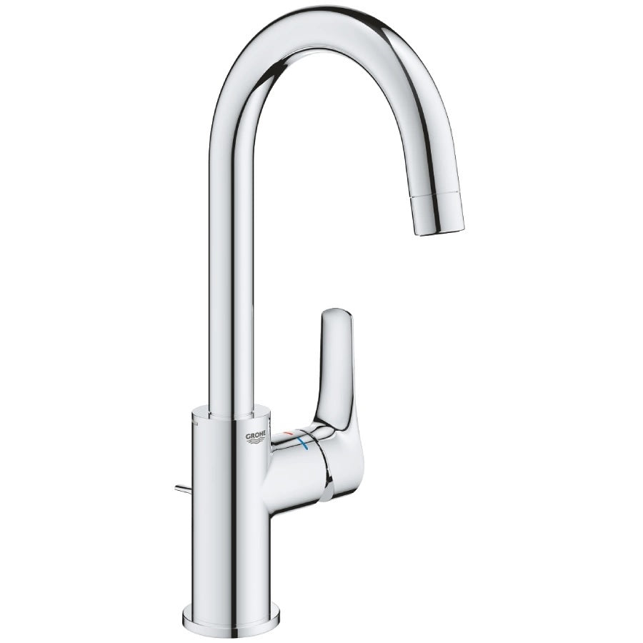 Смесител за мивка Eurosmart L-size - хромиран смесител Grohe с метална ръкохватка, EcoJoy 5,7 l/min, въртящ се чучур | KERANOVA