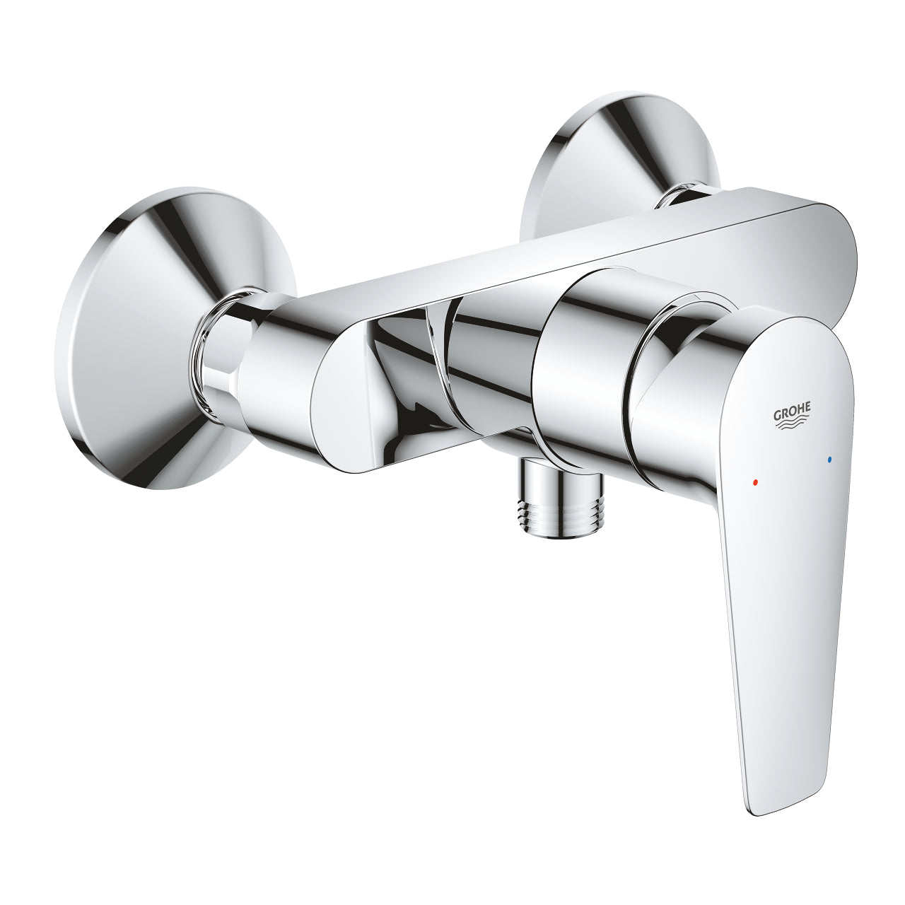 Стeнен смесител за душ BauEdge Grohe - хромиран едноръкохватков душ смесител с GROHE StarLight и температурен ограничител, KERANOVA