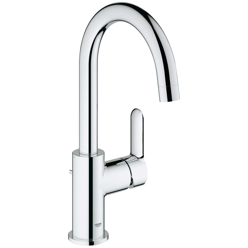 Смесител за мивка Bau Edge L-size хром, еднодупков, въртящ тръбен чучур, GROHE StarLight, EcoJoy - KERANOVA онлайн магазин