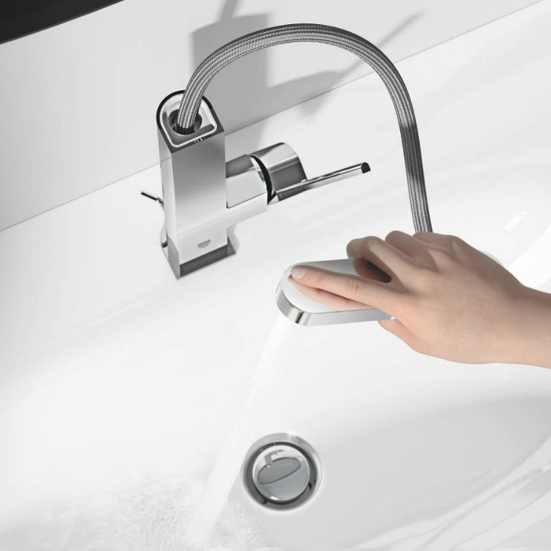 Смесител за мивка Grohe Plus L-size - изтеглящ, хром, издърпващ чучур, EcoJoy аератор, онлайн магазин KERANOVA