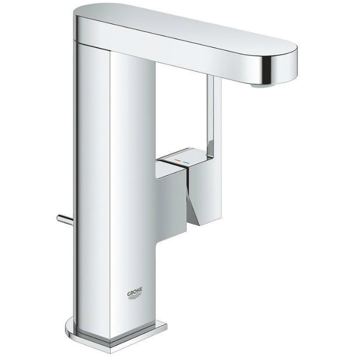 Смесител за мивка Grohe Plus M-size в хром, еднодупков M размер с подвижен чучур и изпразнител - онлайн магазин KERANOVA