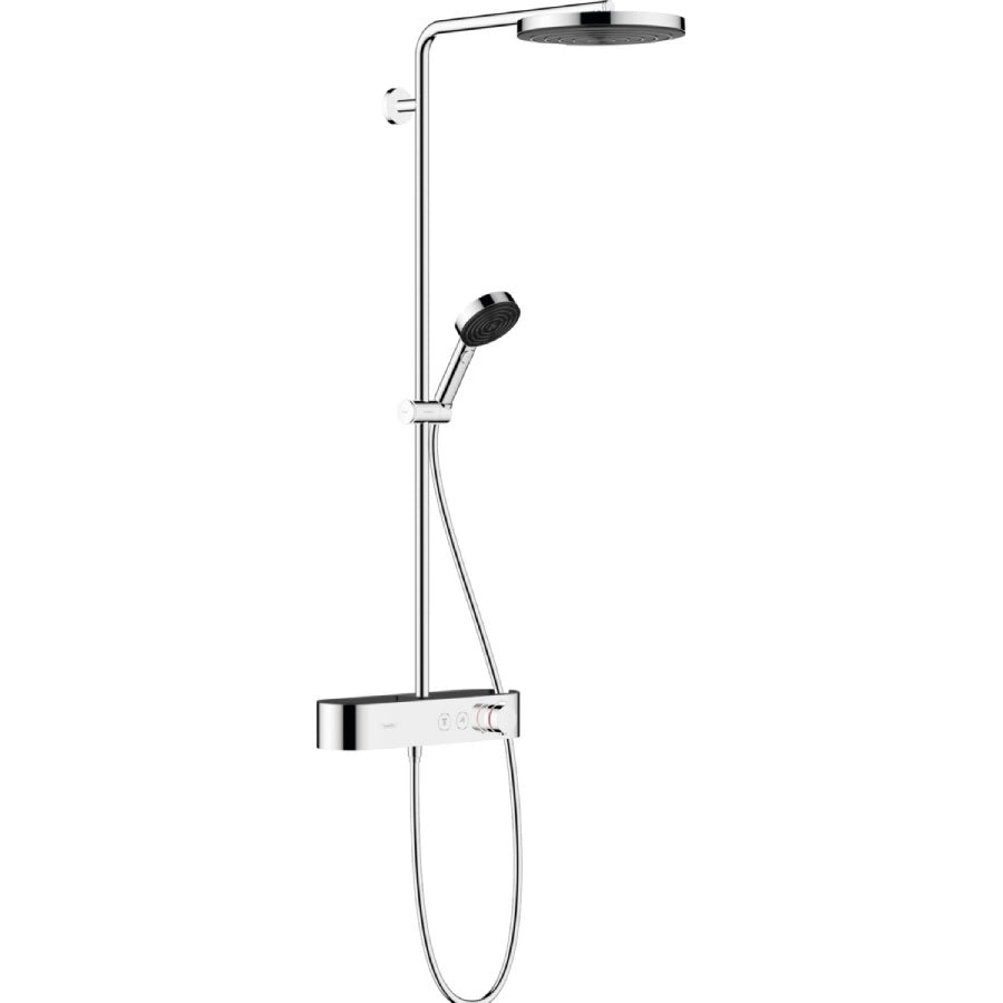 Hansgrohe Душ система Pulsify S260 1jet за стенен монтаж с термостатен смесител ShowerTablet Select 400, душ пита ø260 и ръчен душ - KERANOVA