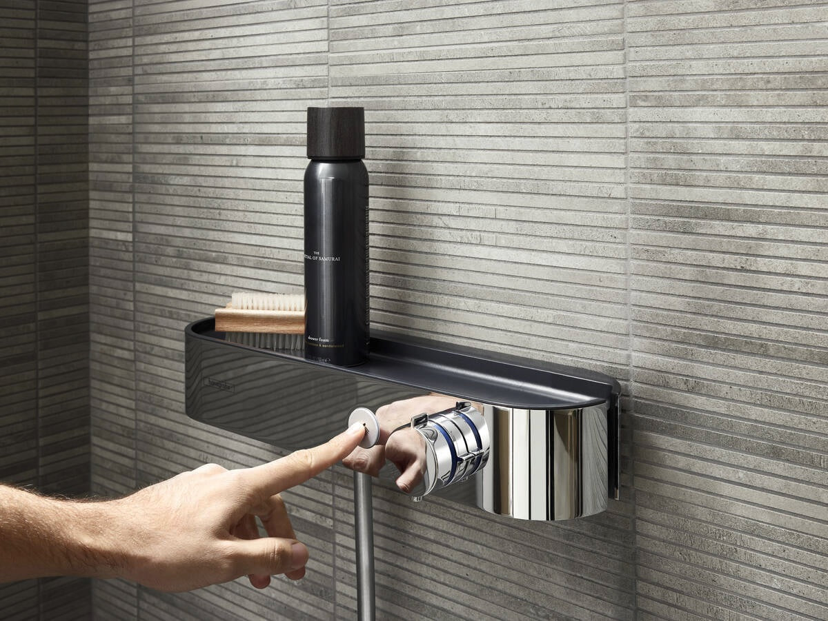 Hansgrohe Pulsify Showertablet Select 400 black matt за вана и душ - черен мат стенен смесител с термостат и Select бутон в онлайн магазин KERANOVA