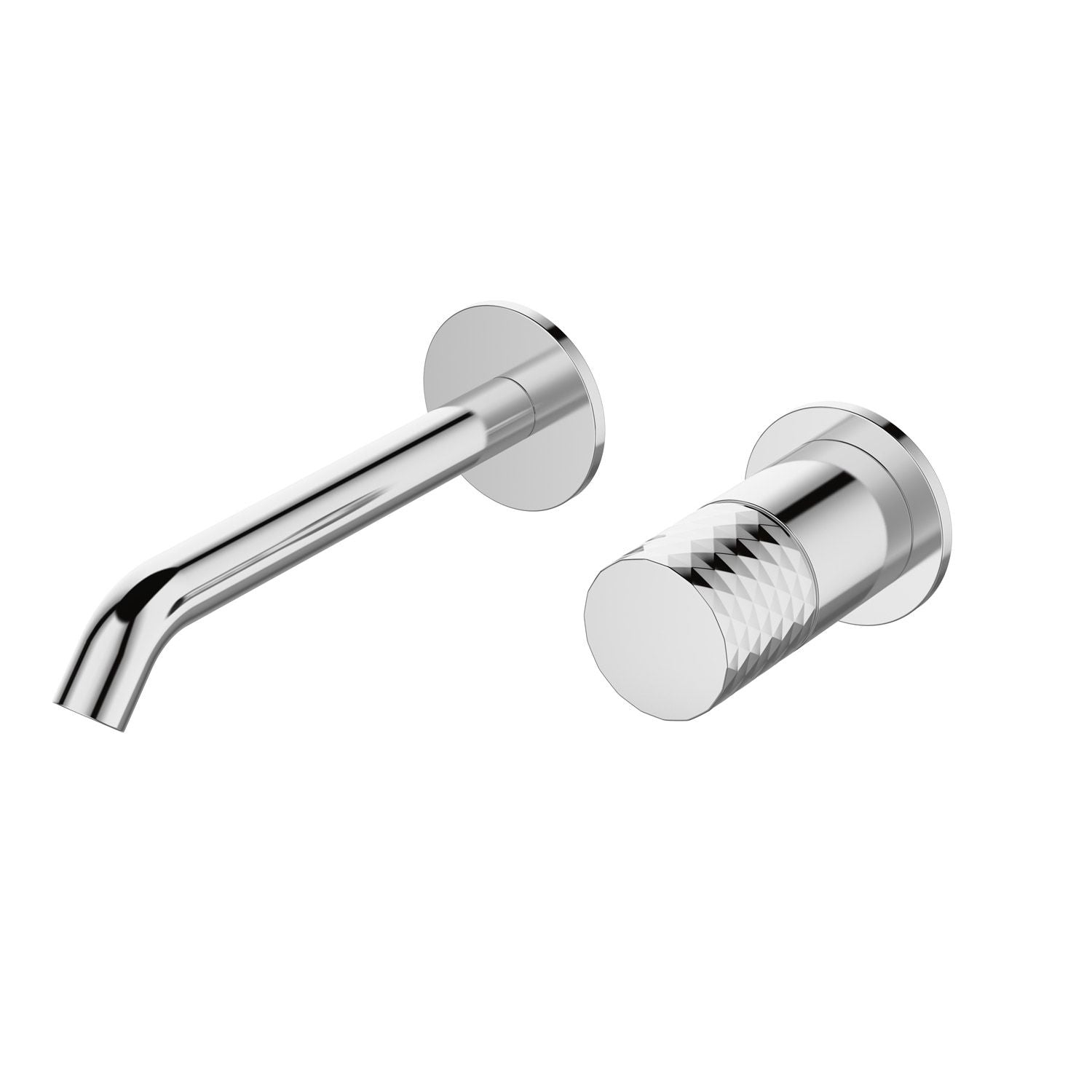 Вграден смесител за мивка Joan Brass Pattern - хром, масивна ръкохватка с 3D ефект, комплект вътрешна и външна част, KERANOVA