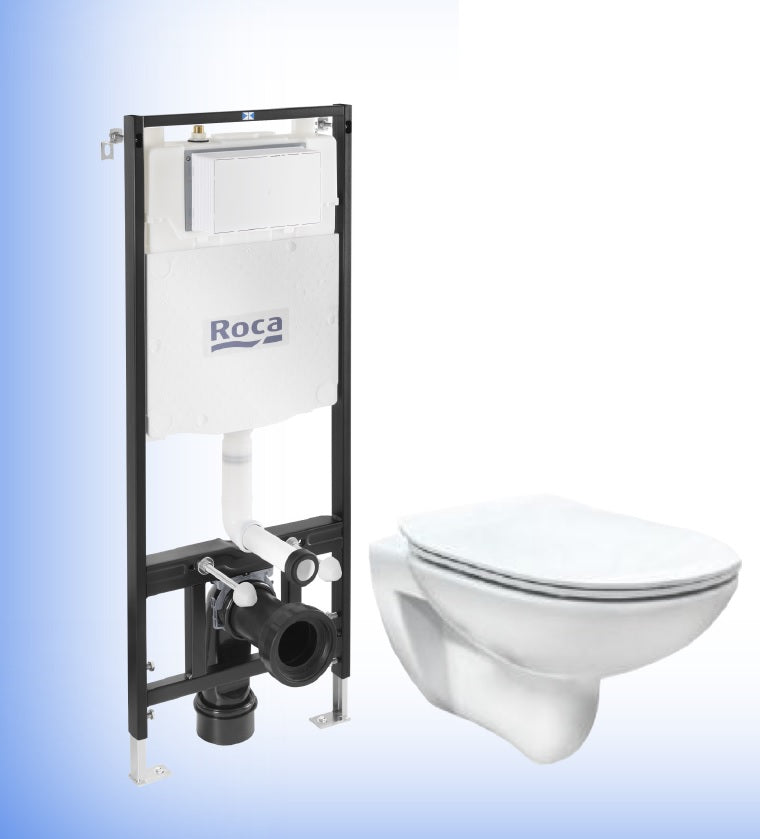 Комплект Active + Debba Rimless, Round - Roca вградено казанче и висяща тоалетна за онлайн магазин KERANOVA