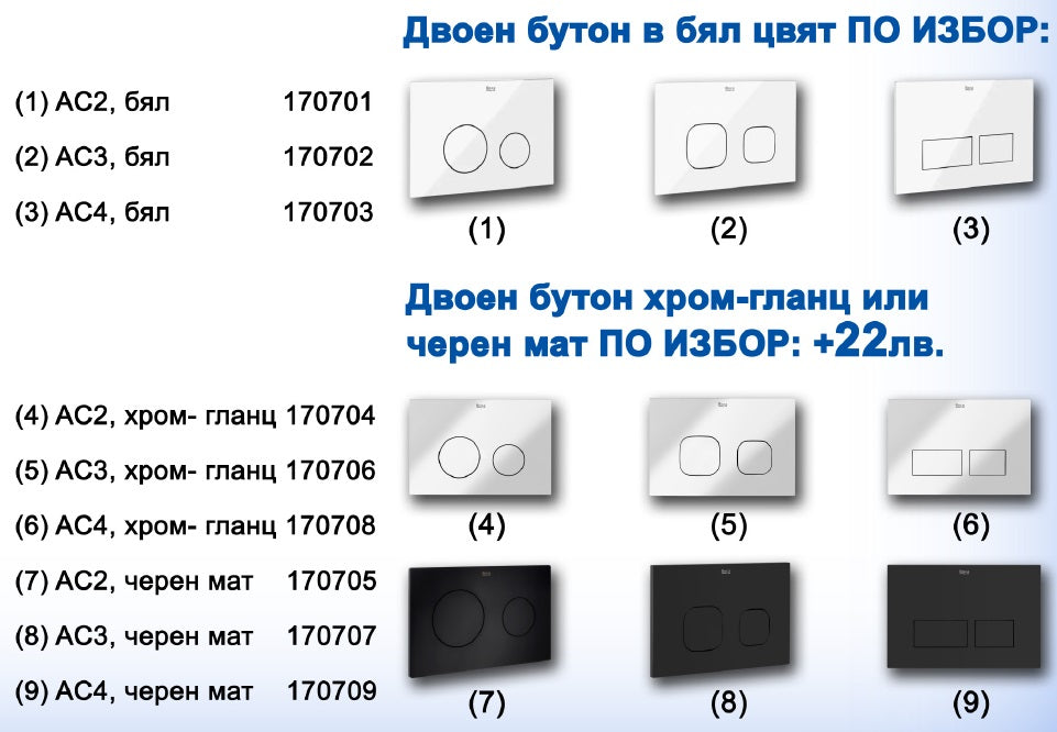 Комплект Active + Debba Rimless, Square - Roca промо комплект вградено казанче и двоен бутон за WC - онлайн магазин KERANOVA