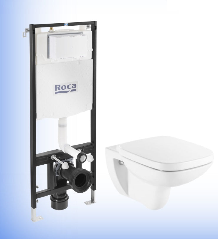 Комплект Active + Debba Rimless, Square - Roca вградена структура и конзолна тоалетна за баня от KERANOVA